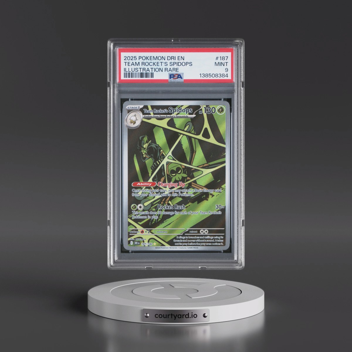 2025 Pokémon Dri EN-Destined Rivals #187 Team Rocket's Spidops - Illustration Rare (PSA 9 MINT)