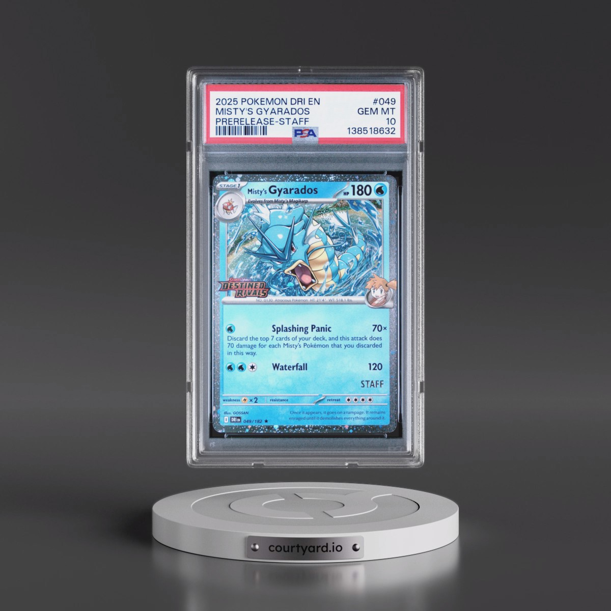 2025 Pokémon Dri EN-Destined Rivals #049 Misty's Gyarados - Prerelease-Staff (PSA 10 GEM MINT)