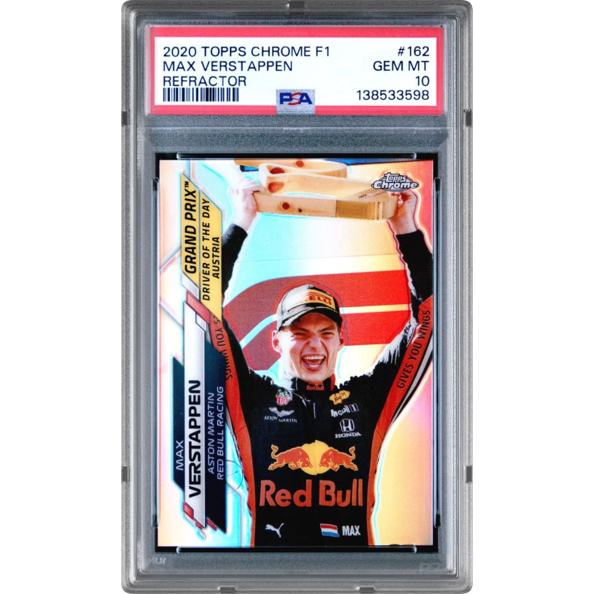 2020 Topps Chrome Formula 1 #162 Max Verstappen - Refractor (PSA 10 GEM MINT)