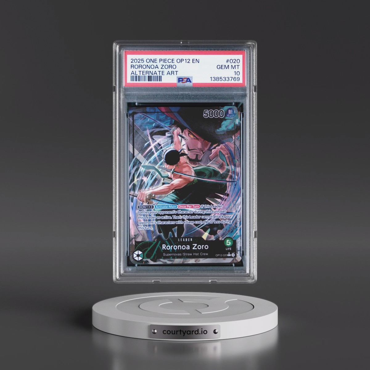 2025 One Piece OP12-Legacy of the Master #020 Roronoa Zoro - Alternate Art (PSA 10 GEM MINT)