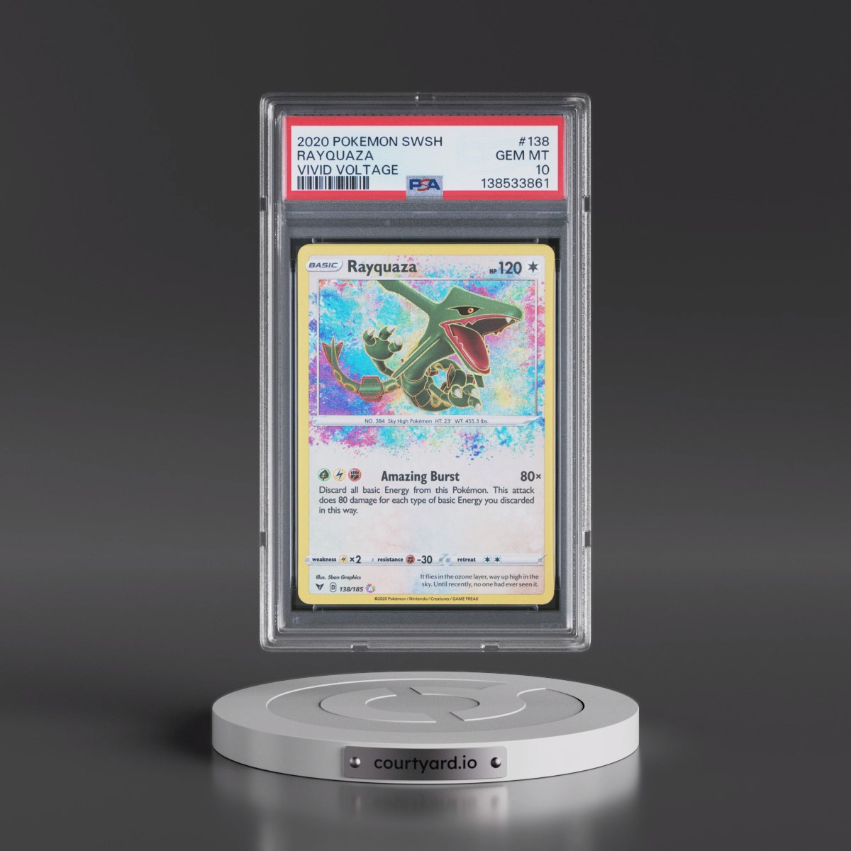 2020 Pokémon Sword & Shield Vivid Voltage #138 Rayquaza (PSA 10 GEM MINT)