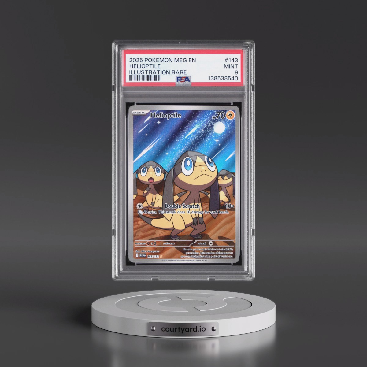 2025 Pokémon Meg EN-Mega Evolution #143 Helioptile - Illustration Rare (PSA 9 MINT)