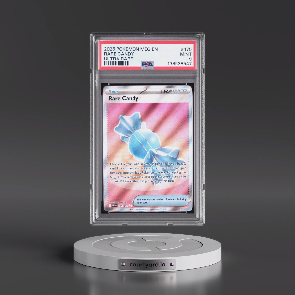 2025 Pokémon Meg EN-Mega Evolution #175 Rare Candy - Ultra Rare (PSA 9 MINT)