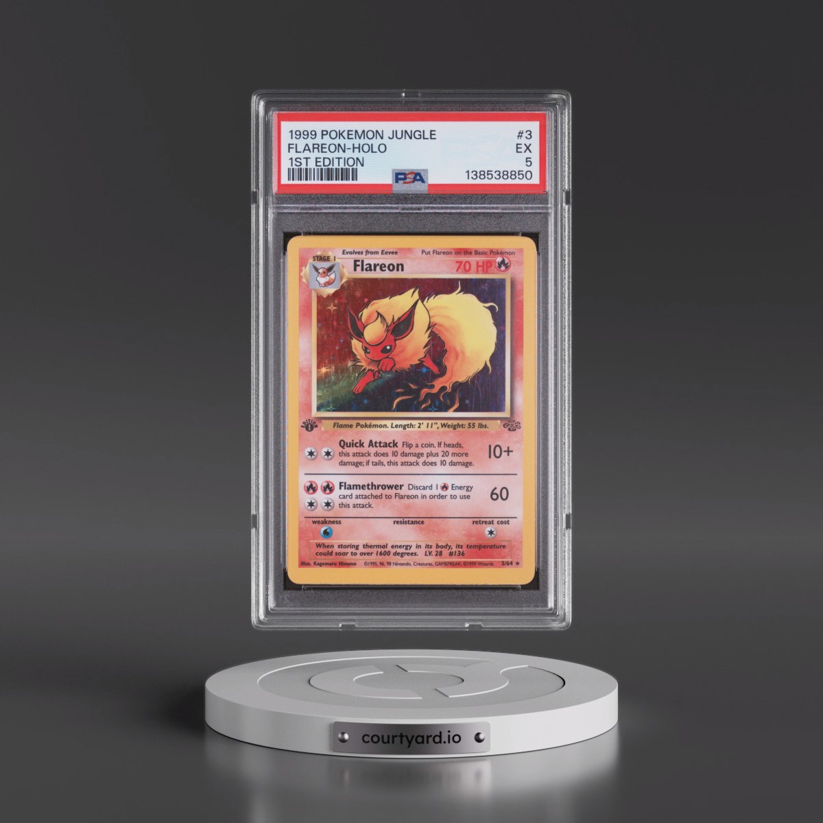 1999 Pokémon Jungle #3 Flareon - 1st Edition Holo (PSA 5 EX)