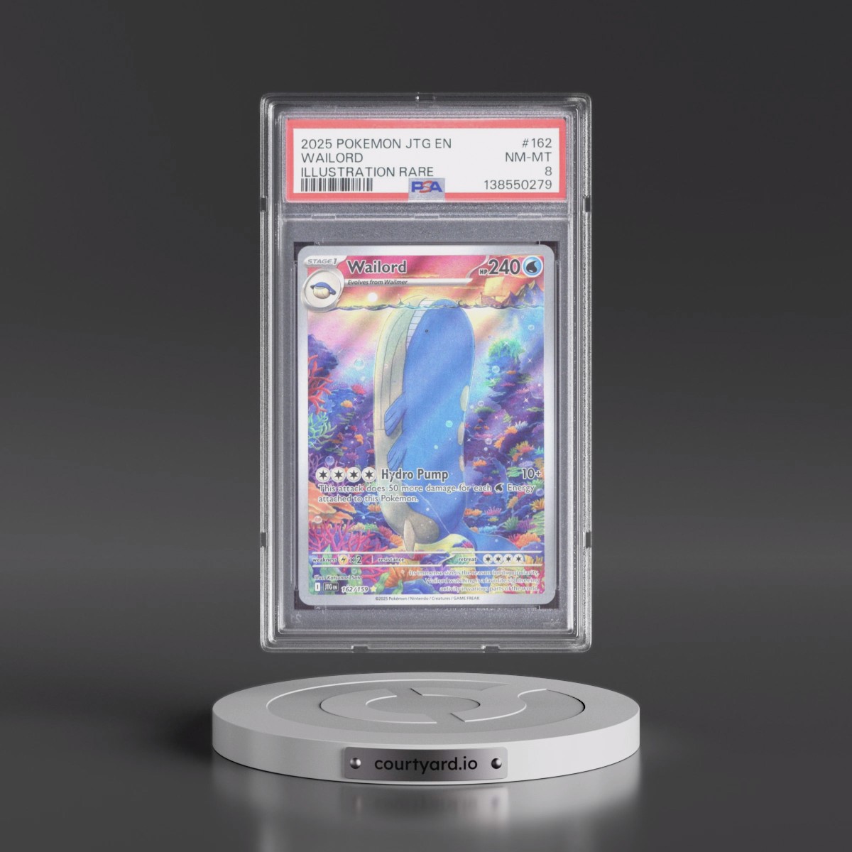 2025 Pokémon Jtg EN-Journey Together #162 Wailord - Illustration Rare (PSA 8 NM-MT)