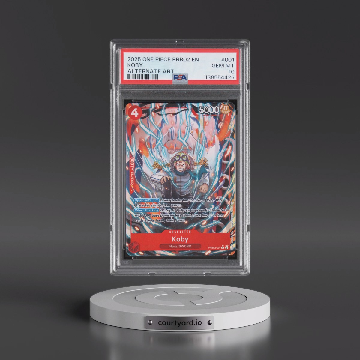 2025 One Piece PRB02-Premium Booster -One Piece Card the Best- Vol.2 #001 Koby - Alternate Art (PSA 10 GEM MINT)
