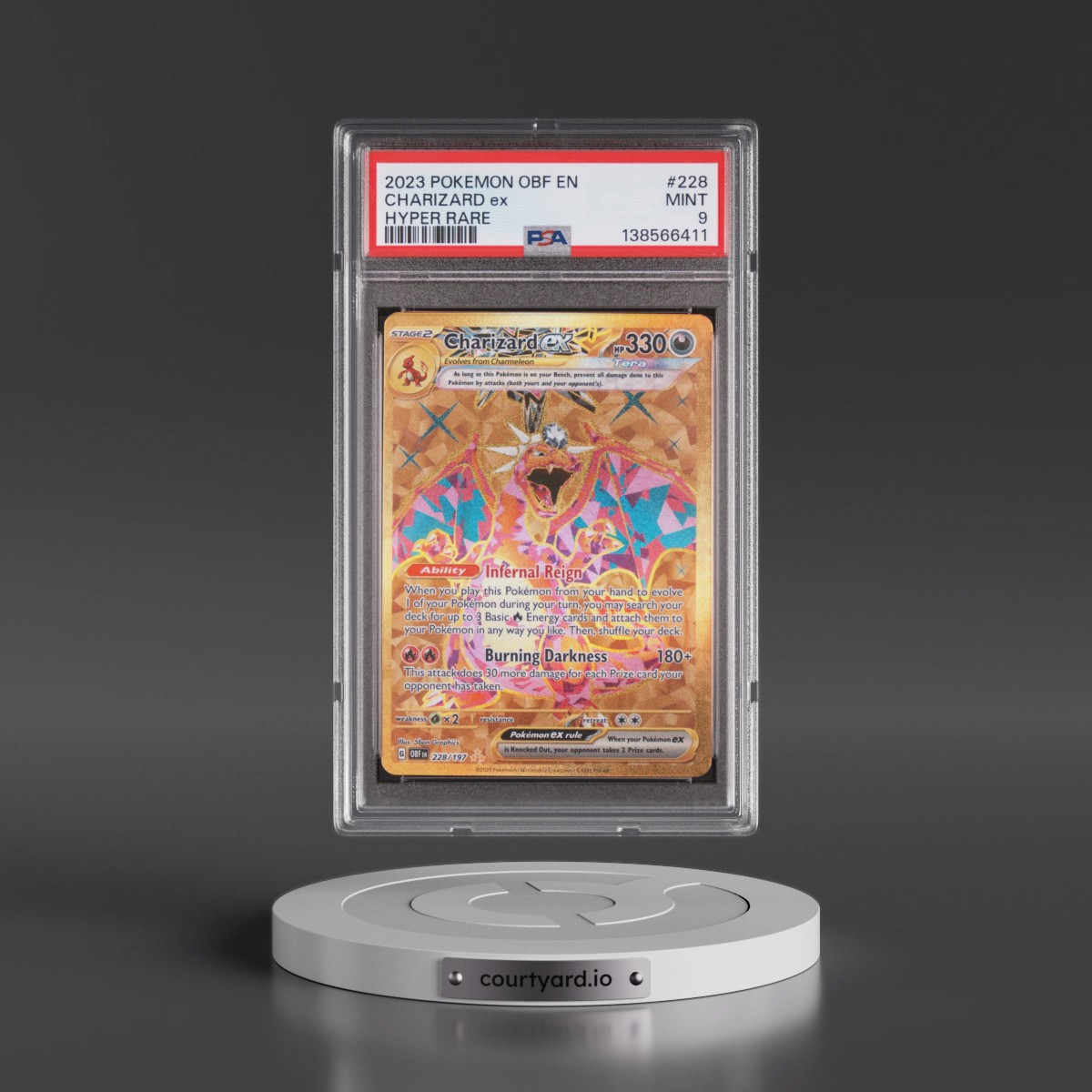 2023 Pokémon Obf EN-Obsidian Flames #228 Charizard EX - Holo Hyper Rare (PSA 9 MINT)