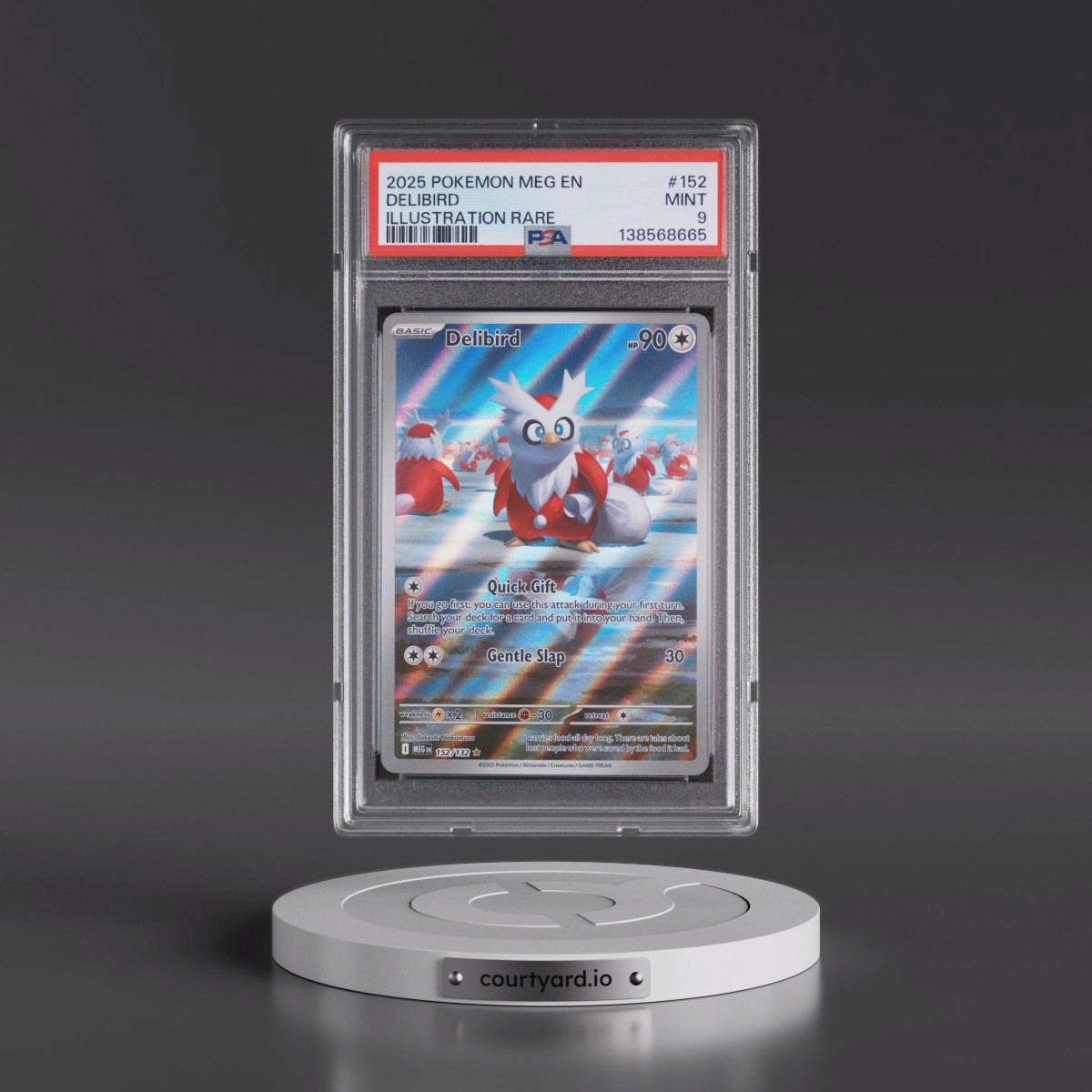2025 Pokémon Meg EN-Mega Evolution #152 Delibird - Illustration Rare (PSA 9 MINT)