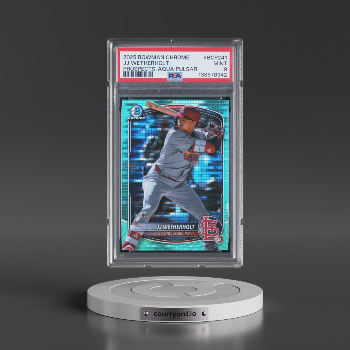 2025 Bowman Chrome Prospects #BCP241 JJ Wetherholt - Aqua Pulsar (PSA 9 MINT)