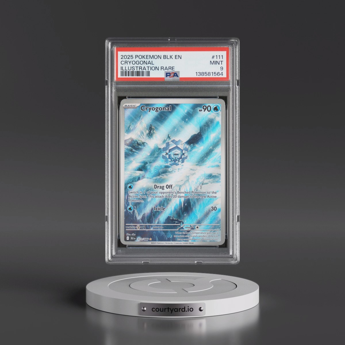 2025 Pokémon Blk EN-Black Bolt #111 Cryogonal - Illustration Rare (PSA 9 MINT)