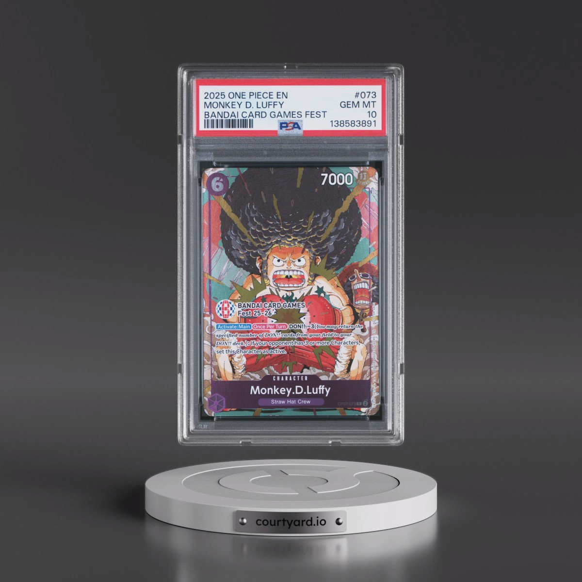 2025 One Piece Promos #073 Monkey D. Luffy - Bandai Card Games Fest (PSA 10 GEM MINT)