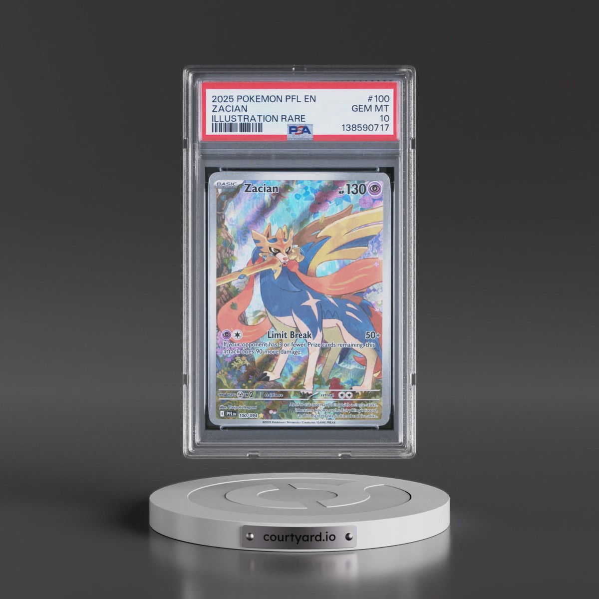 2025 Pokémon Pfl EN-Phantasmal Flames #100 Zacian - Illustration Rare (PSA 10 GEM MINT)