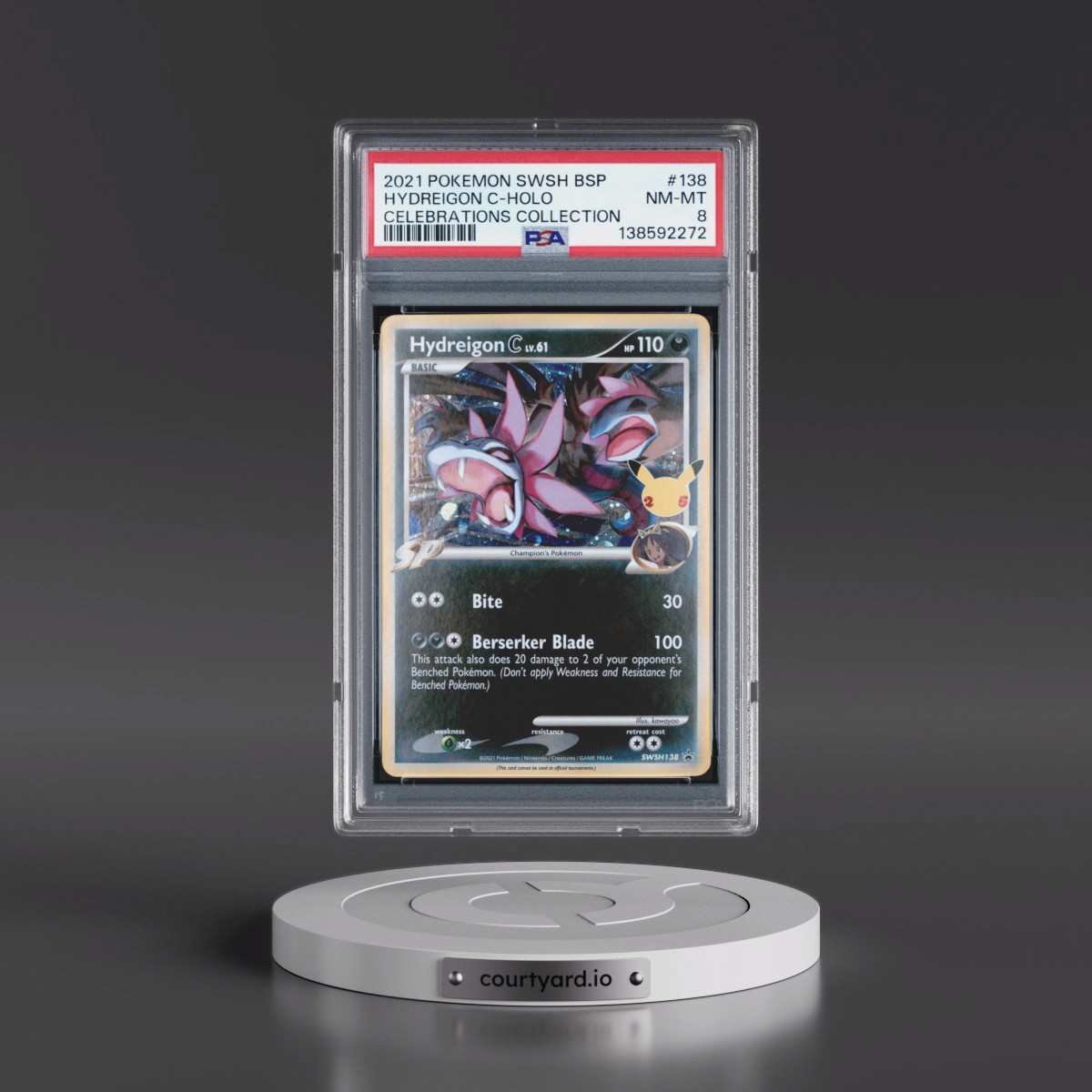 2021 Pokémon Swsh Black Star Promo #138 Hydreigon C - Holo Celebrations Collection (PSA 8 NM-MT)