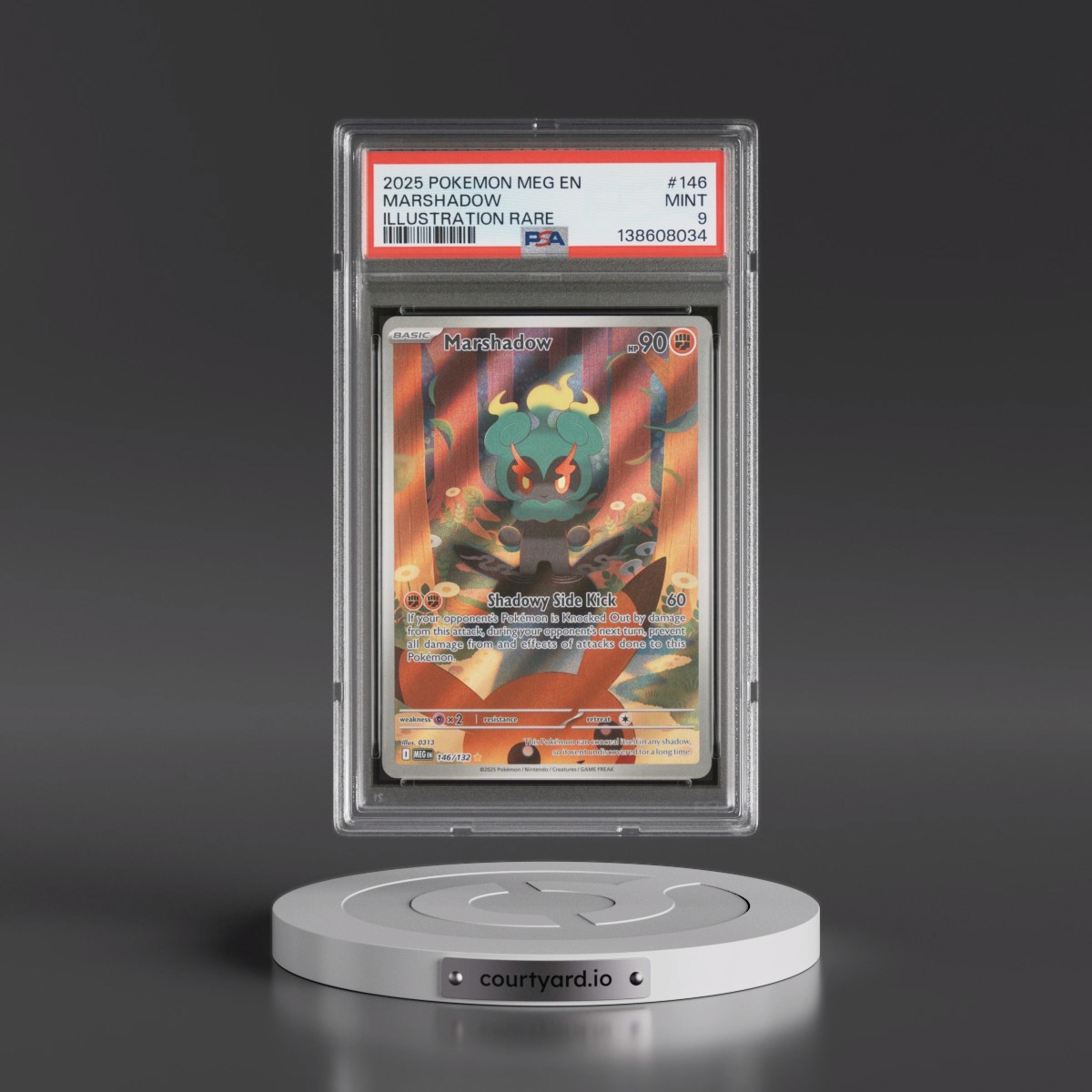 2025 Pokémon Meg EN-Mega Evolution #146 Marshadow - Illustration Rare (PSA 9 MINT)