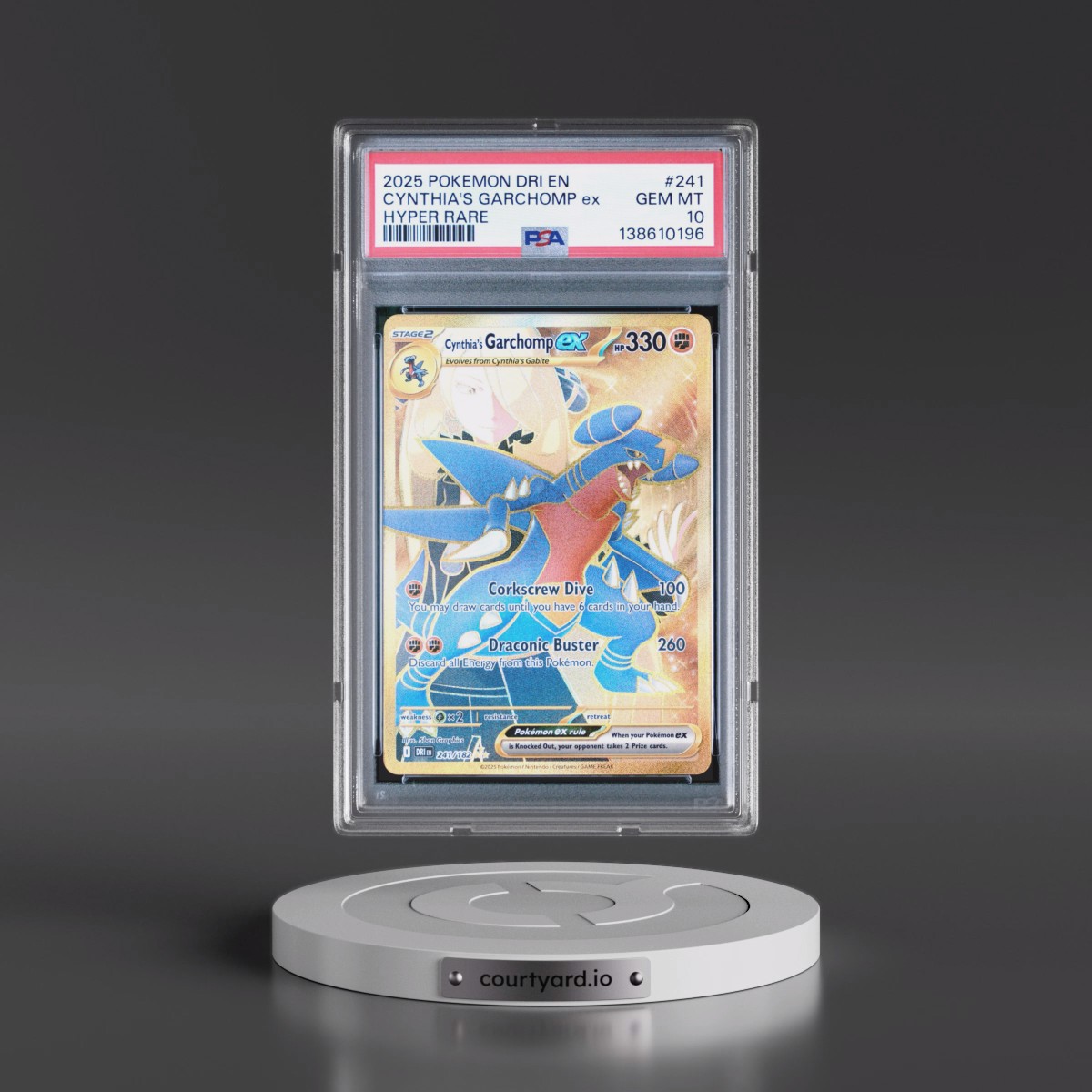 2025 Pokémon Dri EN-Destined Rivals #241 Cynthia's Garchomp EX - Holo Hyper Rare (PSA 10 GEM MINT)