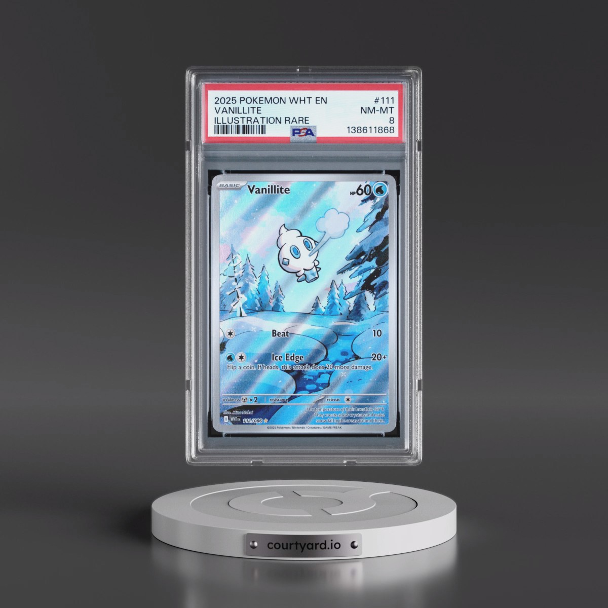 2025 Pokémon Wht EN-White Flare #111 Vanillite - Illustration Rare (PSA 8 NM-MT)