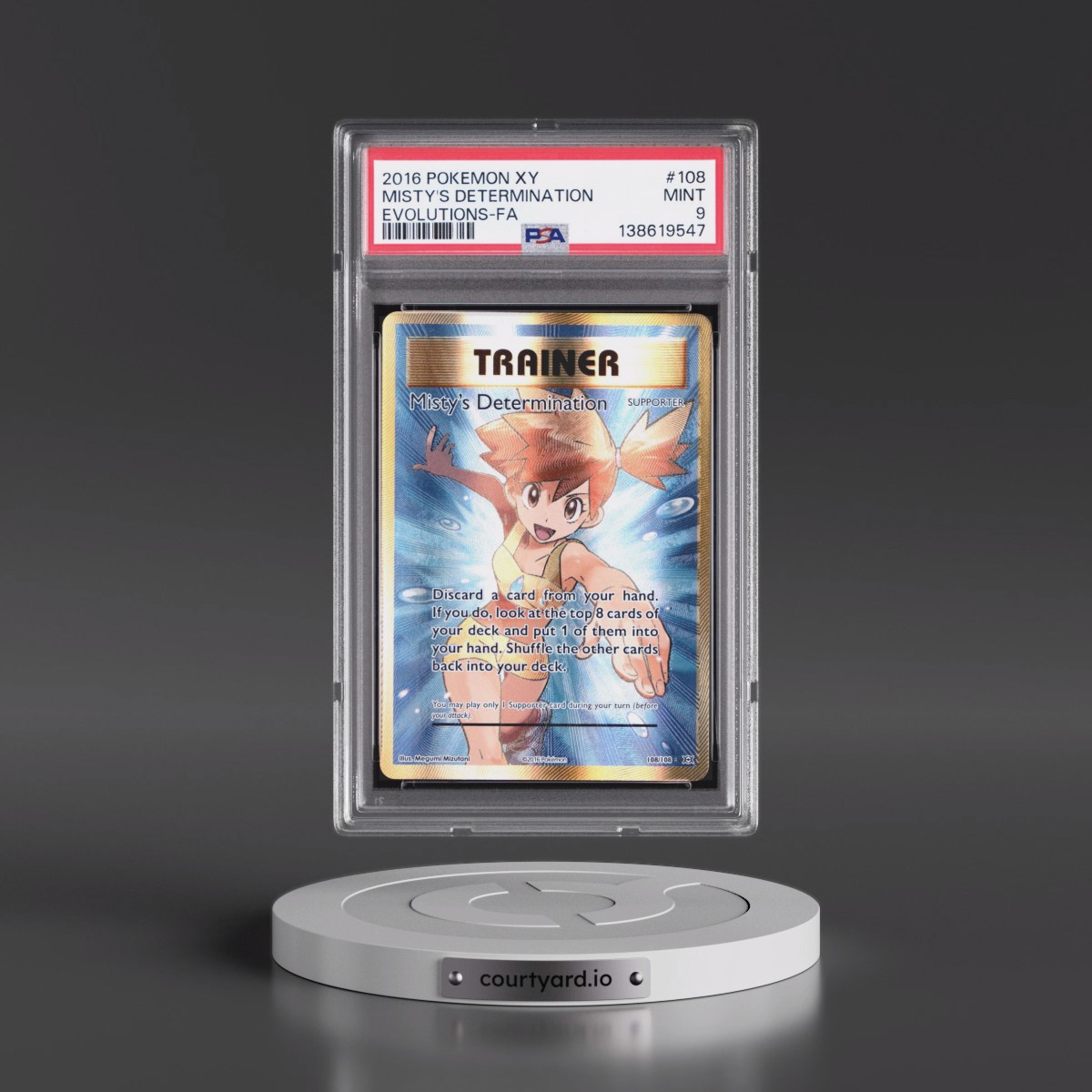 2016 Pokémon XY Evolutions #108 Misty's Determination - Full Art (PSA 9 MINT)
