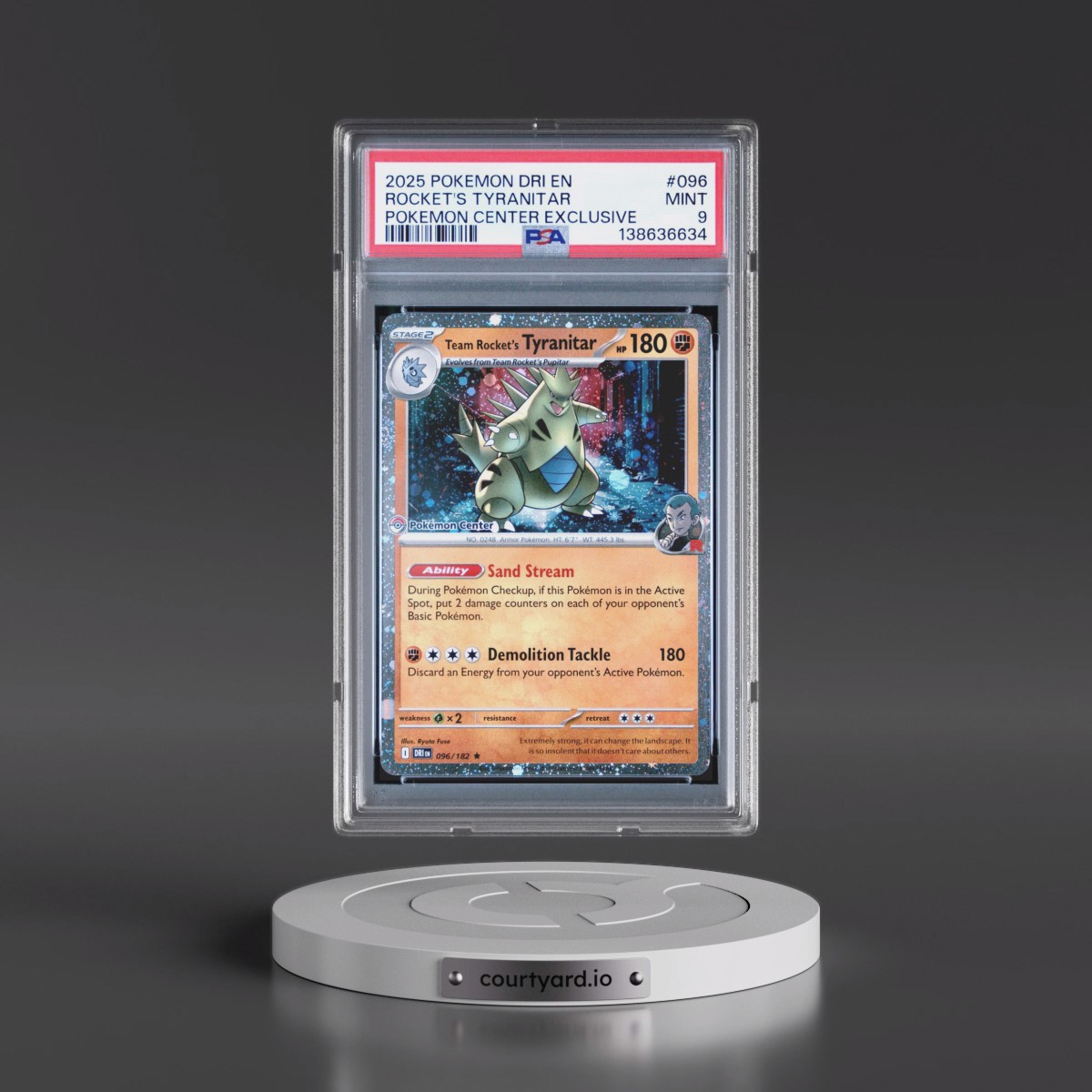 2025 Pokémon Dri EN-Destined Rivals #096 Team Rocket's Tyranitar - Pokemon Center Exclusive (PSA 9 MINT)