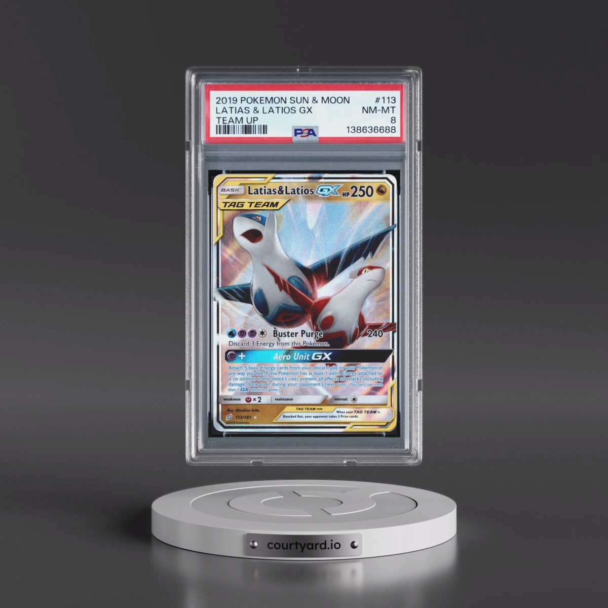 2019 Pokémon Sun & Moon Team Up #113 Latias & Latios GX - Holo (PSA 8 NM-MT)
