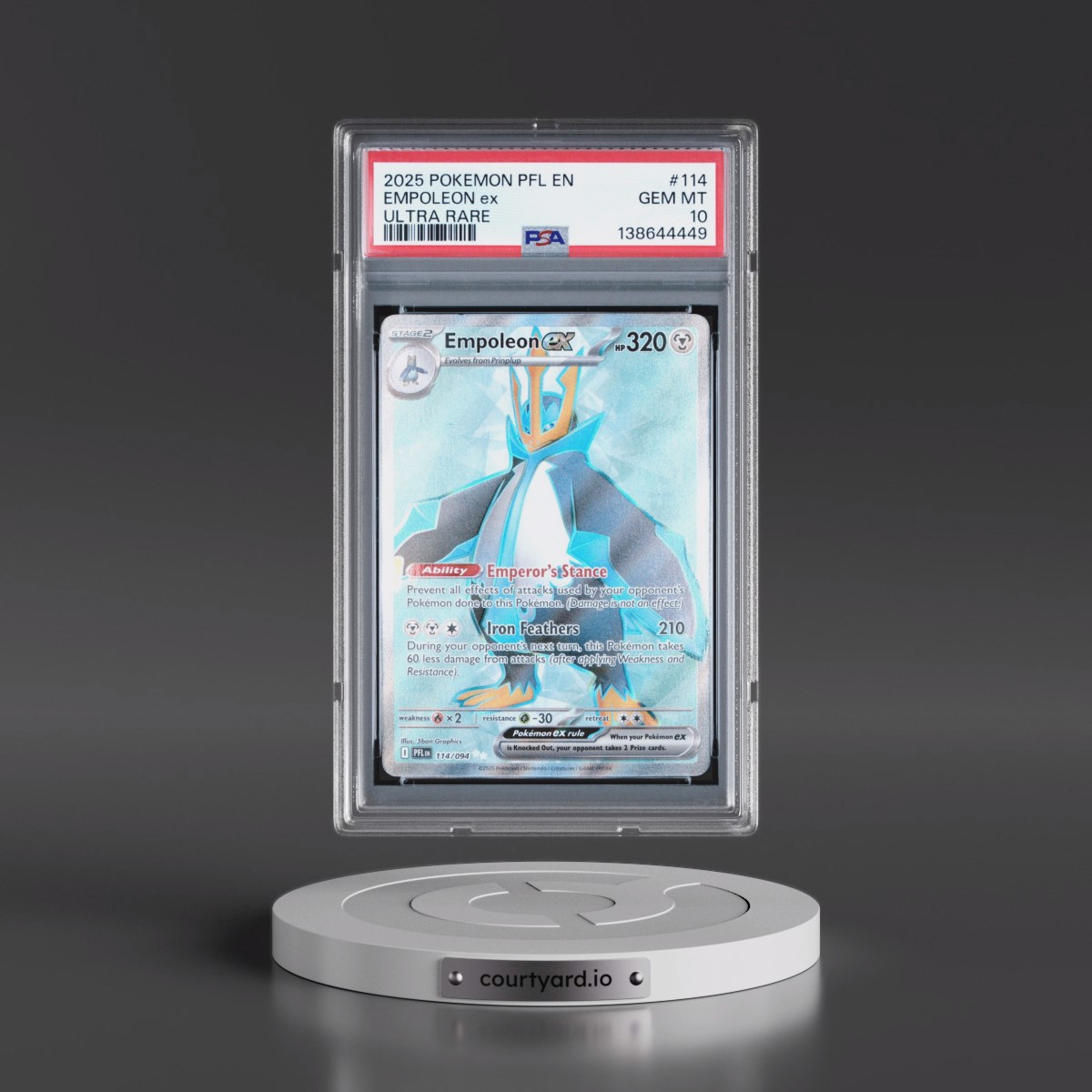 2025 Pokémon Pfl EN-Phantasmal Flames #114 Empoleon EX - Holo Ultra Rare (PSA 10 GEM MINT)