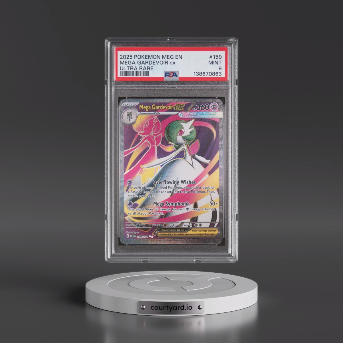 2025 Pokémon Meg EN-Mega Evolution #159 Mega Gardevoir EX - Holo Ultra Rare (PSA 9 MINT)