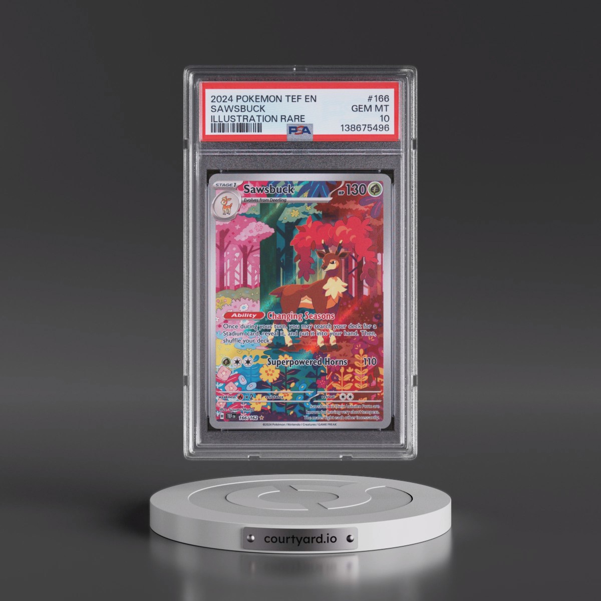 2024 Pokémon Tef EN-Temporal Forces #166 Sawsbuck - Illustration Rare (PSA 10 GEM MINT)