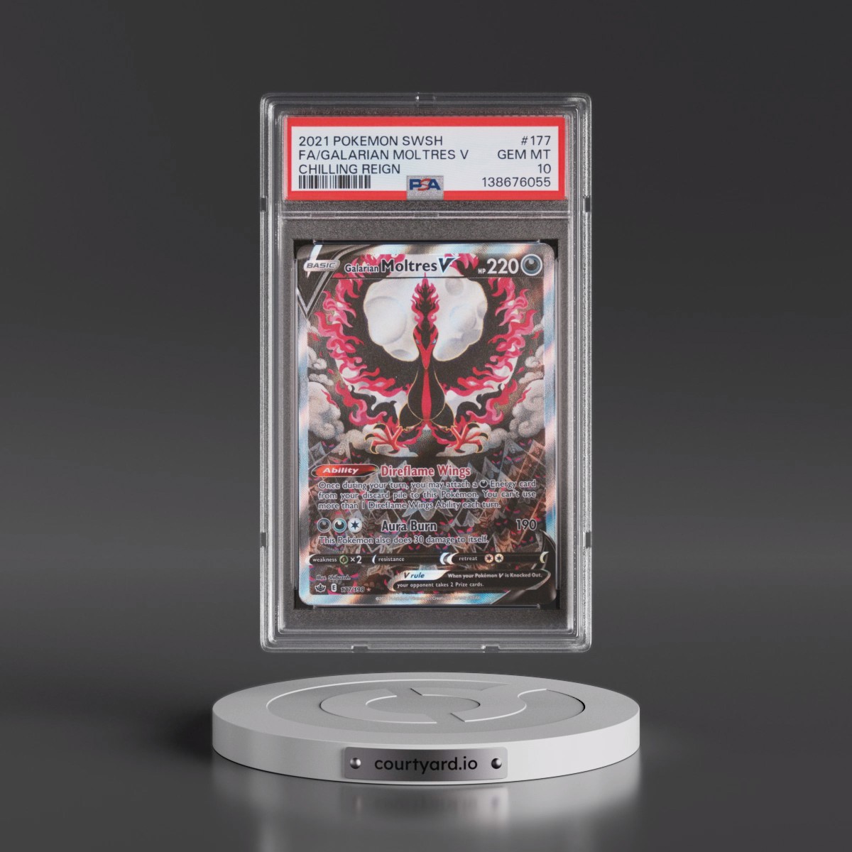 2021 Pokémon Sword & Shield Chilling Reign #177 Galarian Moltres V - Holo Full Art (PSA 10 GEM MINT)