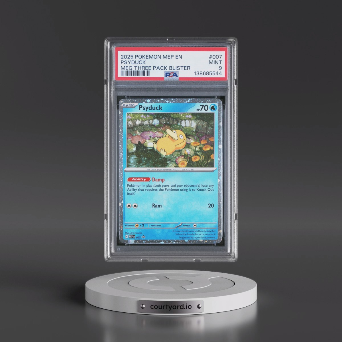 2025 Pokémon Mep EN-Me Black Star Promo #007 Psyduck - Mega Evolution Three Pack Blister (PSA 9 MINT)