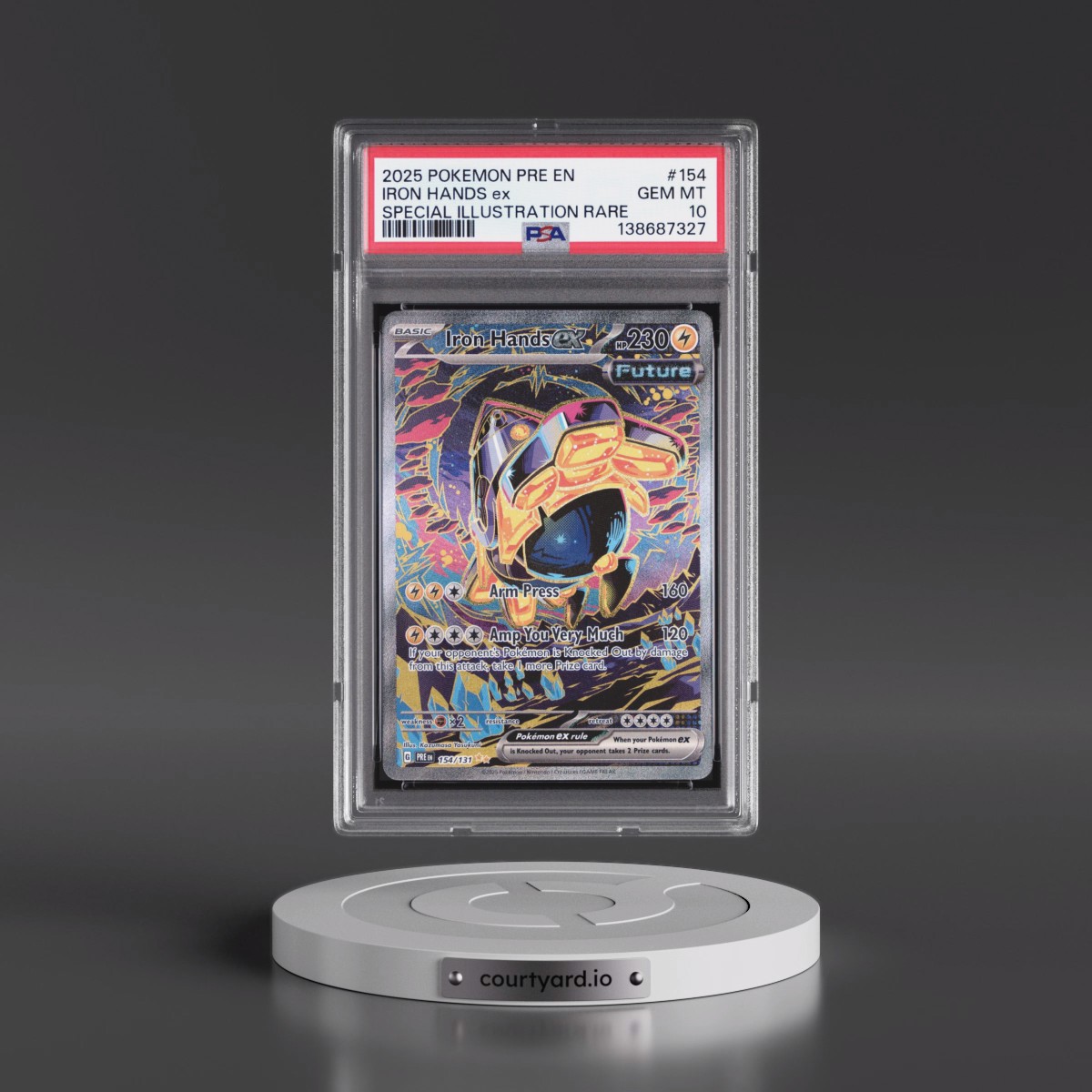 2025 Pokémon Pre EN-Prismatic Evolutions #154 Iron Hands EX - Holo Special Illustration Rare (PSA 10 GEM MINT)