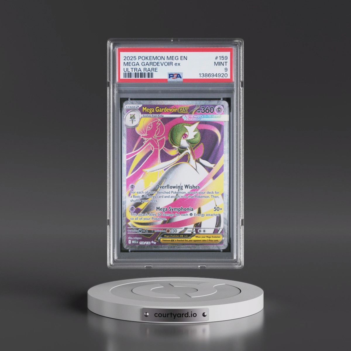 2025 Pokémon Meg EN-Mega Evolution #159 Mega Gardevoir EX - Holo Ultra Rare (PSA 9 MINT)