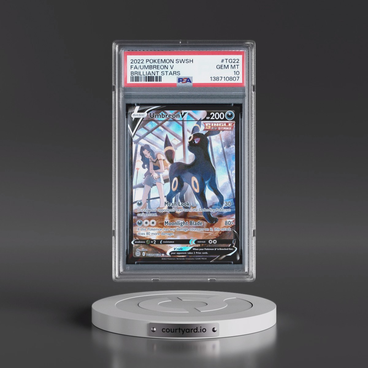 2022 Pokémon Sword & Shield Brilliant Stars #TG22 Umbreon V - Holo Full Art (PSA 10 GEM MINT)