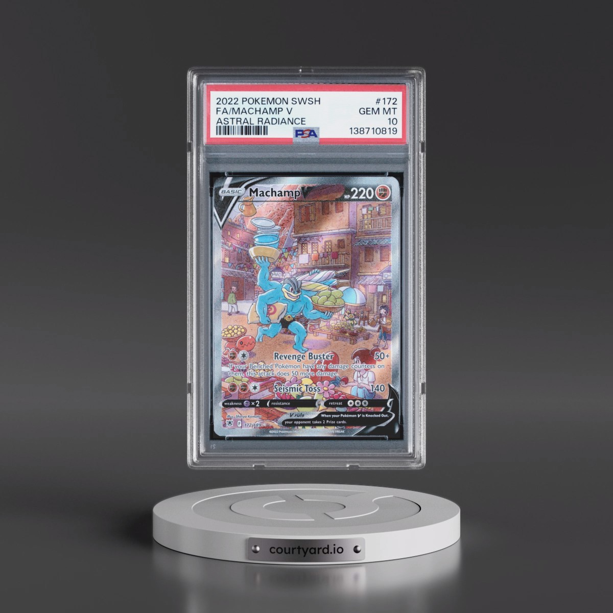 2022 Pokémon Sword & Shield Astral Radiance #172 Machamp V - Holo Full Art (PSA 10 GEM MINT)