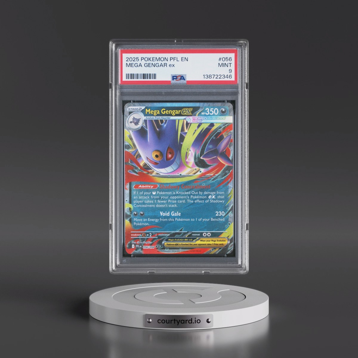 2025 Pokémon Pfl EN-Phantasmal Flames #056 Mega Gengar EX - Holo (PSA 9 MINT)