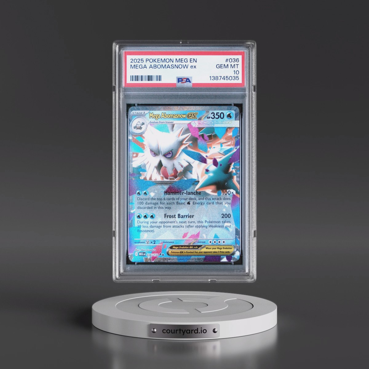 2025 Pokémon Meg EN-Mega Evolution #036 Mega Abomasnow EX - Holo (PSA 10 GEM MINT)