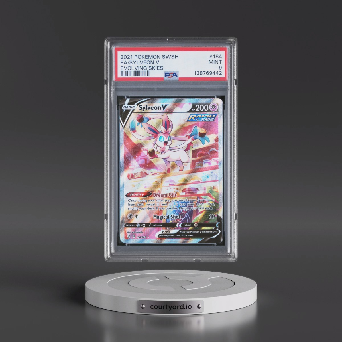 2021 Pokémon Sword & Shield Evolving Skies #184 Sylveon V - Holo Full Art (PSA 9 MINT)