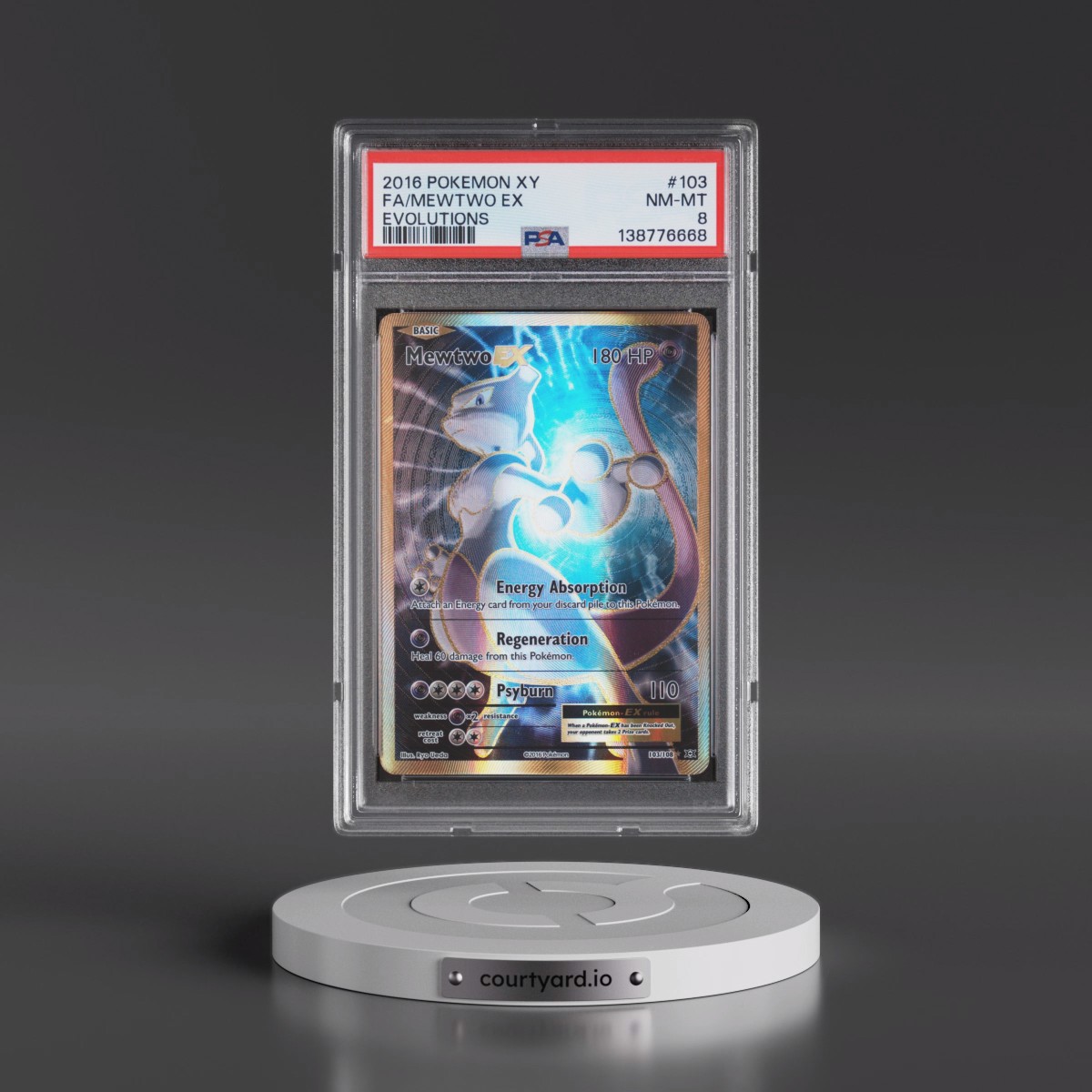 2016 Pokémon XY Evolutions #103 Mewtwo EX - Holo Full Art (PSA 8 NM-MT)
