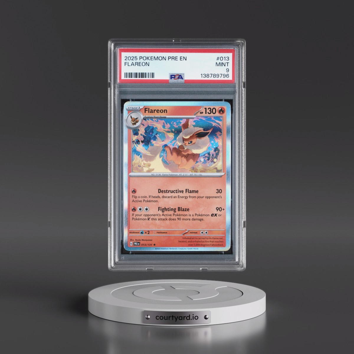 2025 Pokémon Pre EN-Prismatic Evolutions #013 Flareon (PSA 9 MINT)