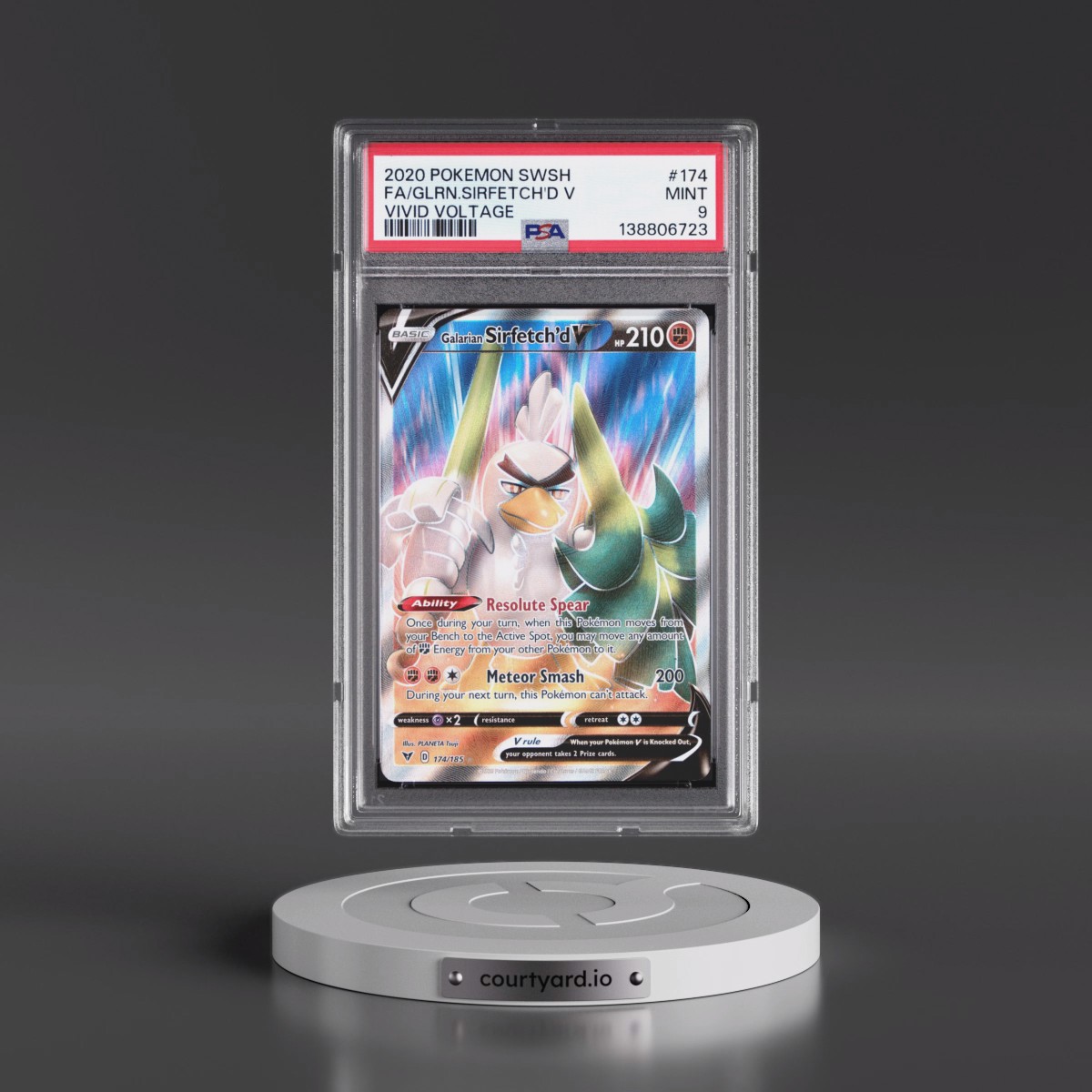 2020 Pokémon Sword & Shield Vivid Voltage #174 Galarian Sirfetch'd V - Holo Full Art (PSA 9 MINT)