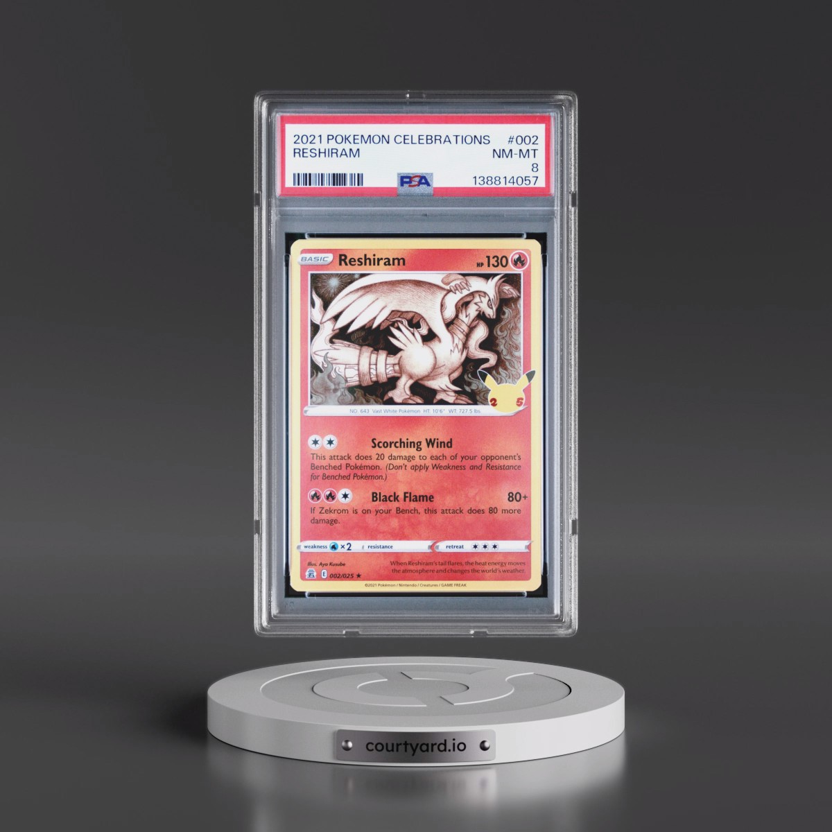 2021 Pokémon Celebrations #002 Reshiram (PSA 8 NM-MT)