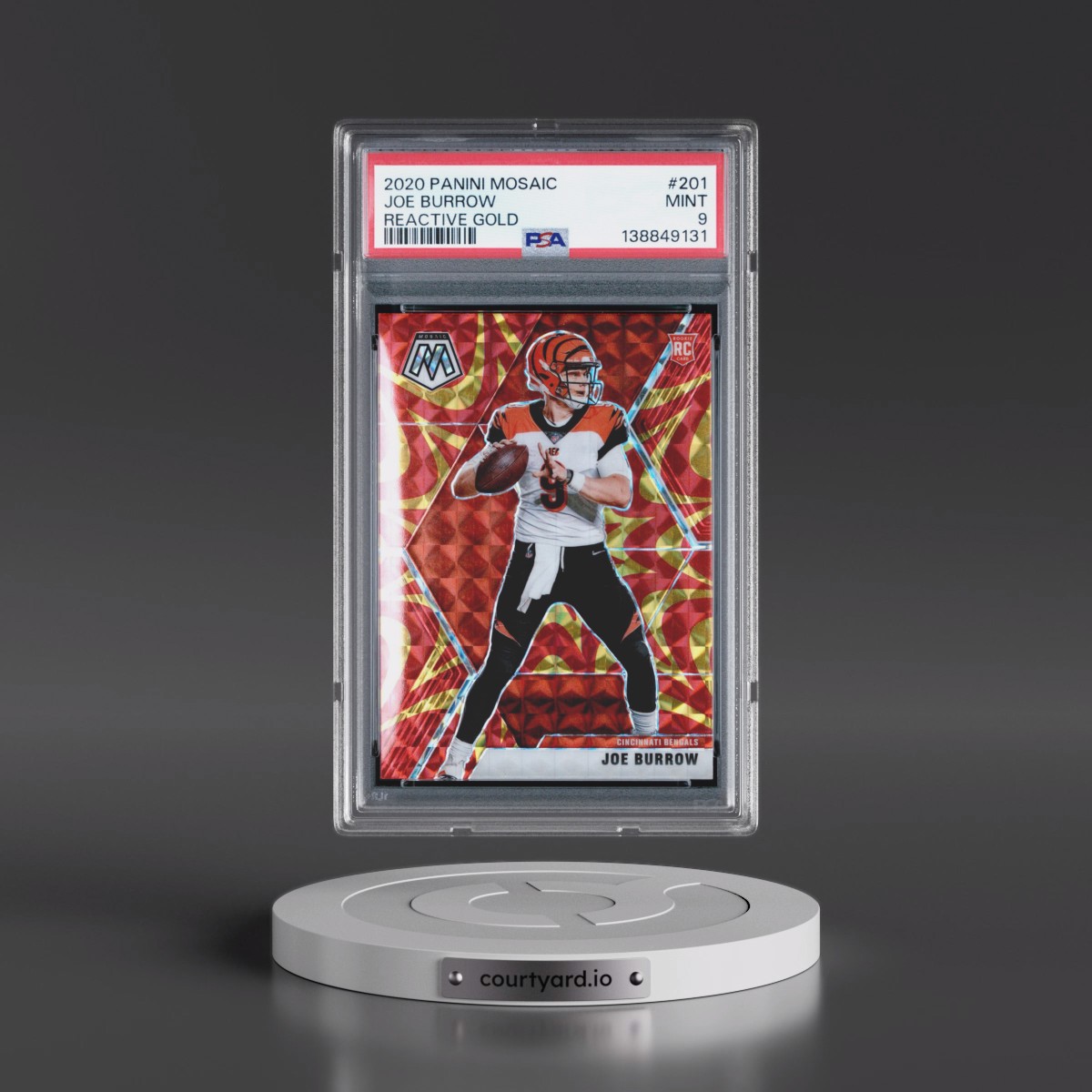 2020 Panini Mosaic Joe Burrow - Reactive Gold #201 PSA 9
