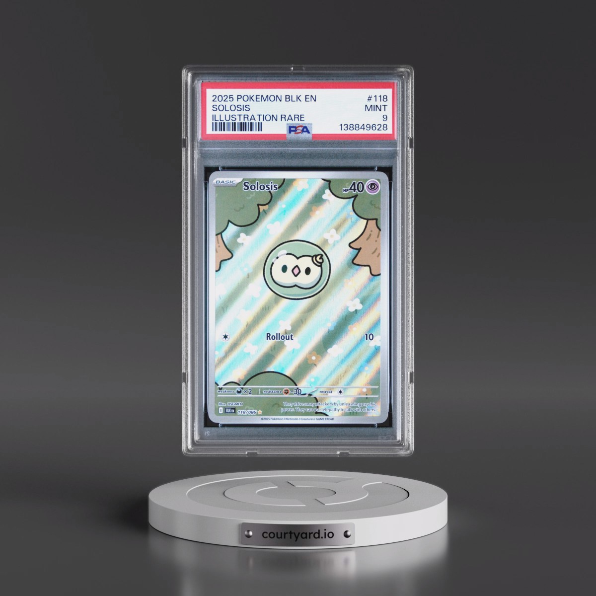 2025 Pokémon Blk EN-Black Bolt #118 Solosis - Illustration Rare (PSA 9 MINT)