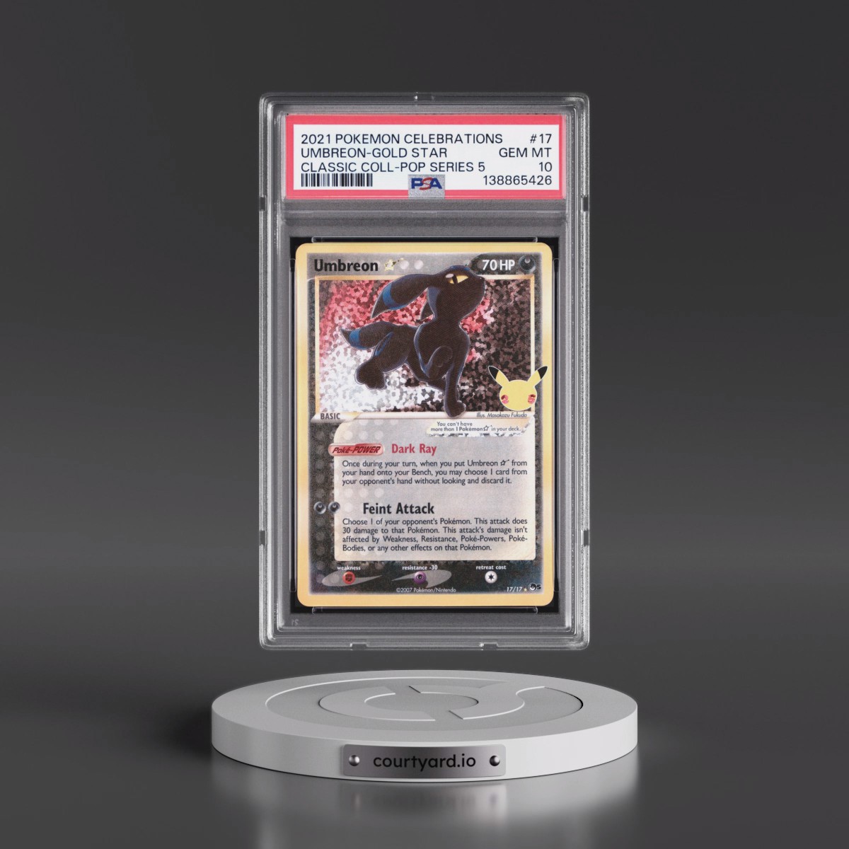 2021 Pokémon Celebrations Classic Collection #17 Umbreon-Gold Star (PSA 10 GEM MINT)