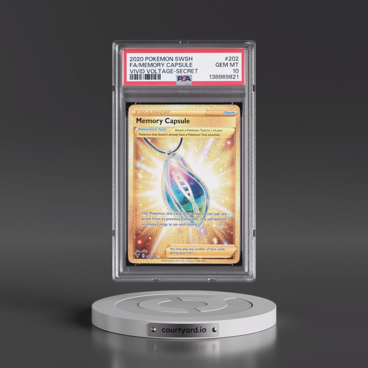2020 Pokémon Sword & Shield Vivid Voltage #202 Memory Capsule - Full Art Secret (PSA 10 GEM MINT)