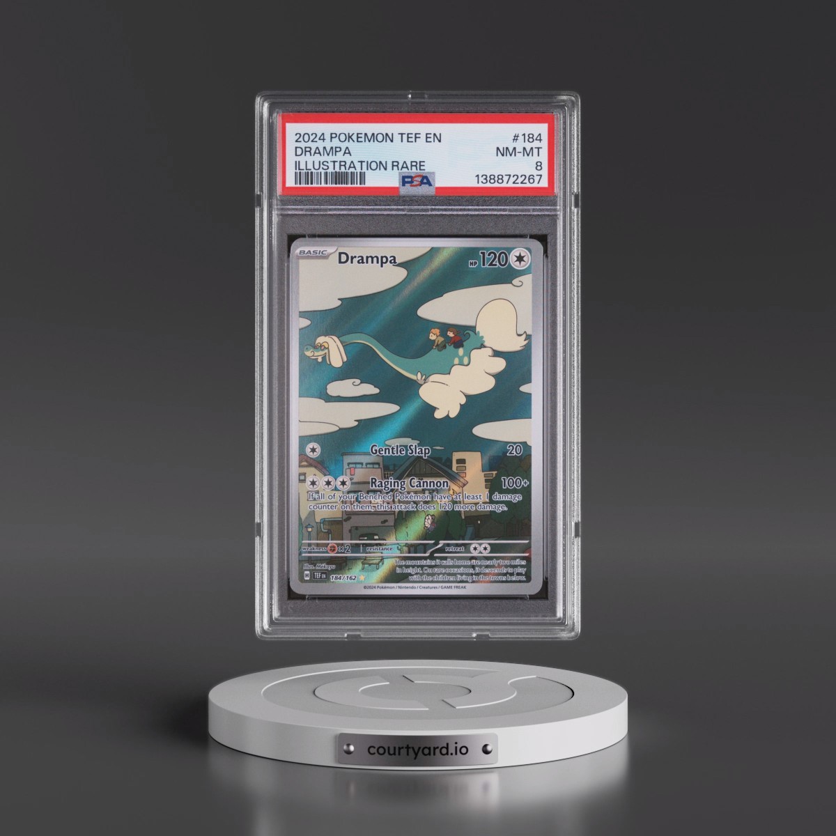2024 Pokémon Tef EN-Temporal Forces #184 Drampa - Illustration Rare (PSA 8 NM-MT)