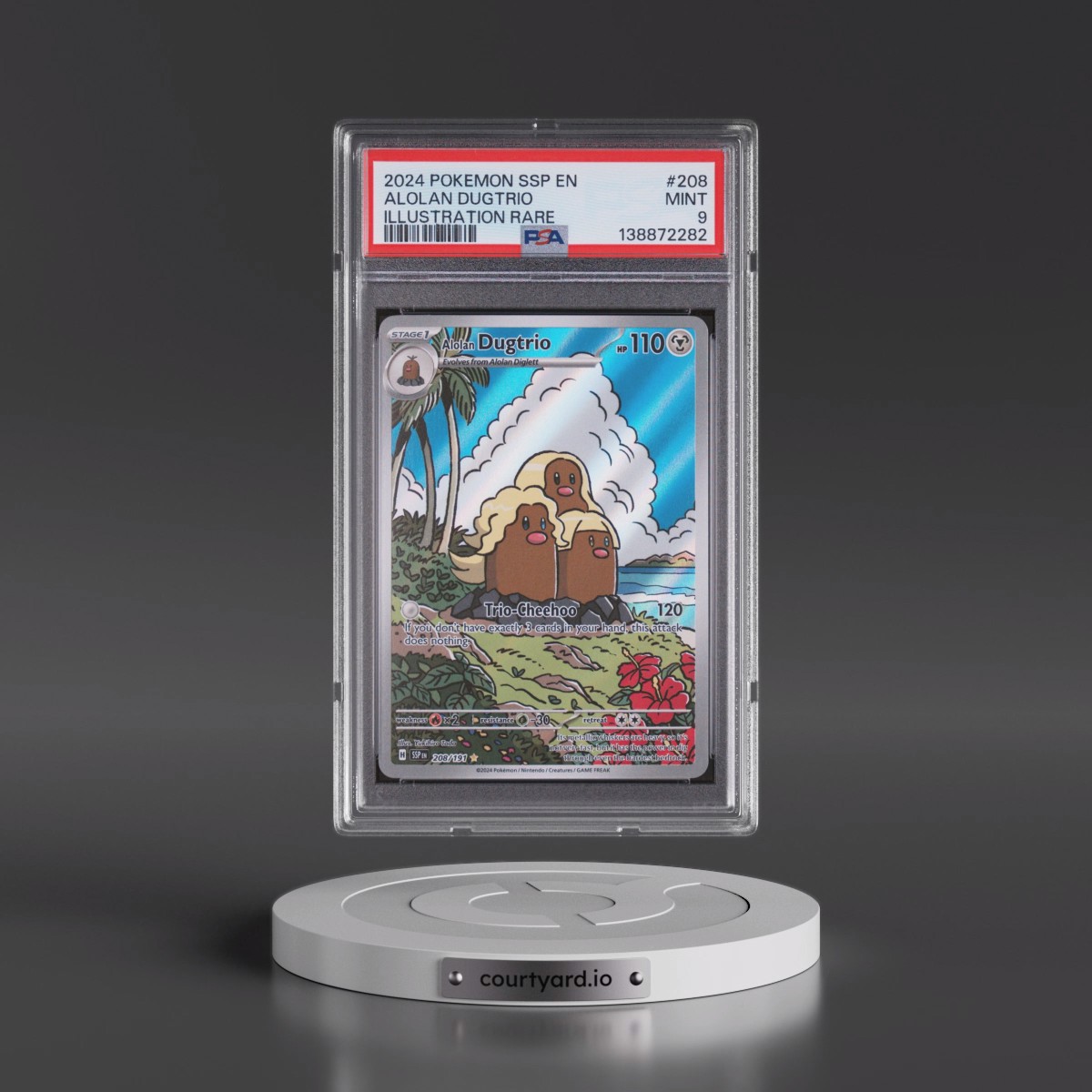 2024 Pokémon Ssp EN-Surging Sparks #208 Alolan Dugtrio - Illustration Rare (PSA 9 MINT)