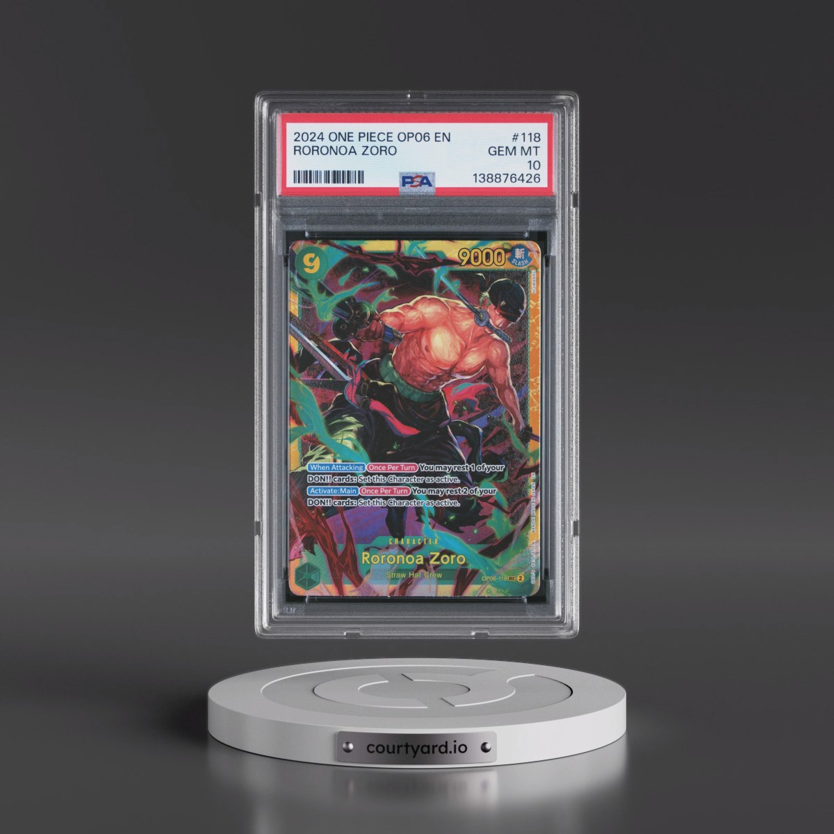 2024 One Piece OP06-Wings of the Captain #118 Roronoa Zoro (PSA 10 GEM MINT)
