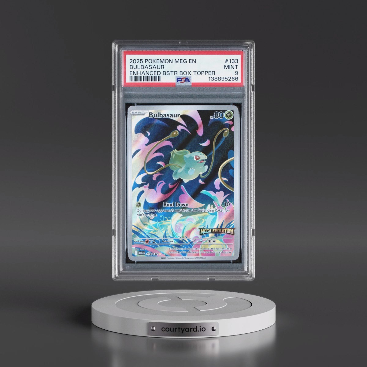 2025 Pokémon Meg EN-Mega Evolution #133 Bulbasaur - Enhanced Booster Box Topper (PSA 9 MINT)