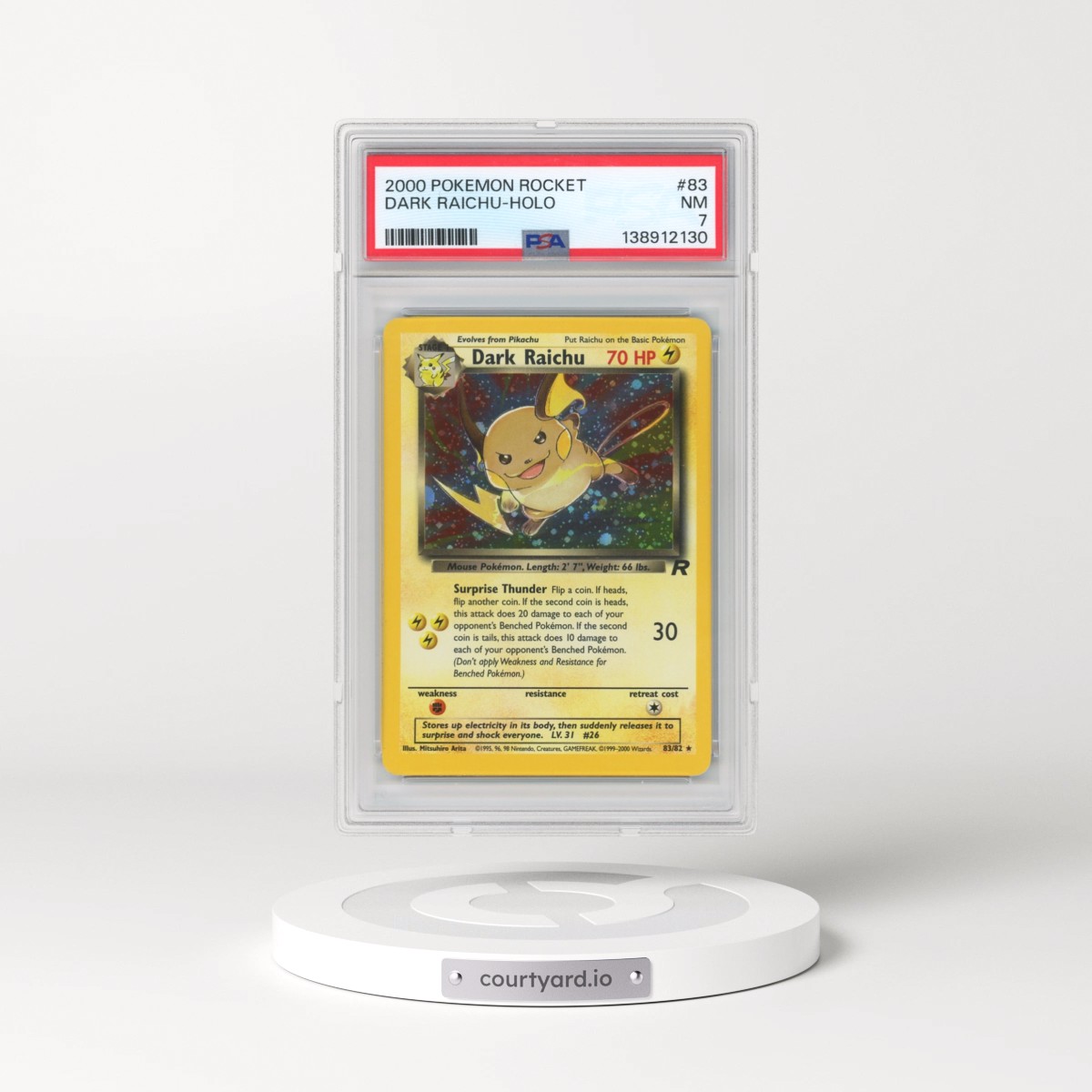 2000 Pokémon Rocket #83 Dark Raichu - Holo (PSA 7 NM)