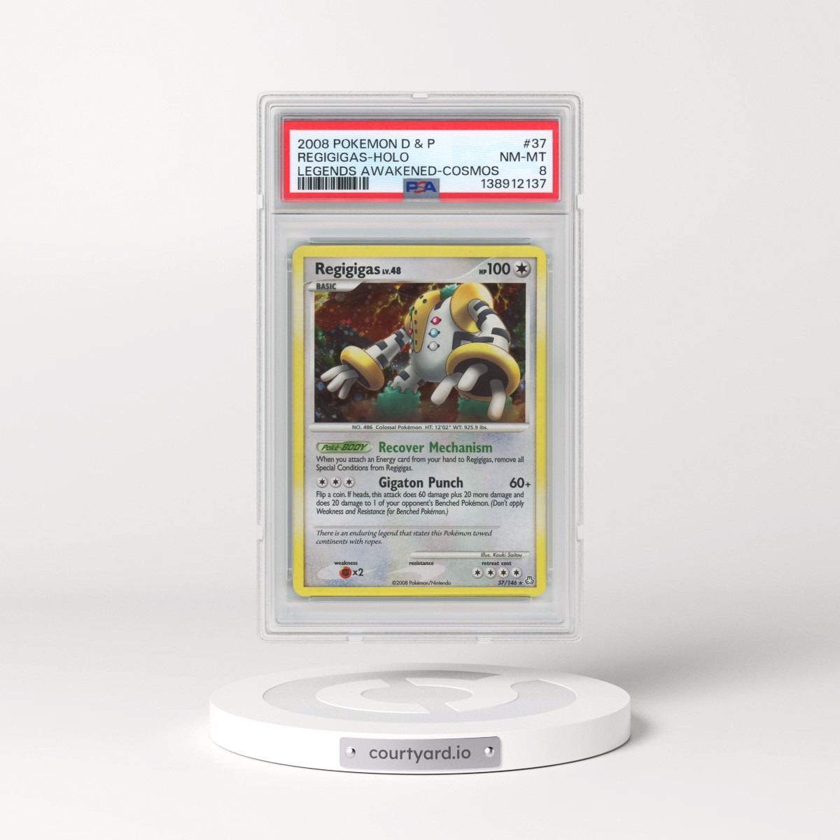 2008 Pokémon Diamond & Pearl Legends Awakened #37 Regigigas - Holo Cosmos (PSA 8 NM-MT)