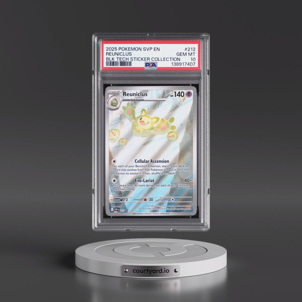 2025 Pokémon Svp EN-SV Black Star Promo #212 Reuniclus - Black Bolt Tech Sticker Collection (PSA 10 GEM MINT)